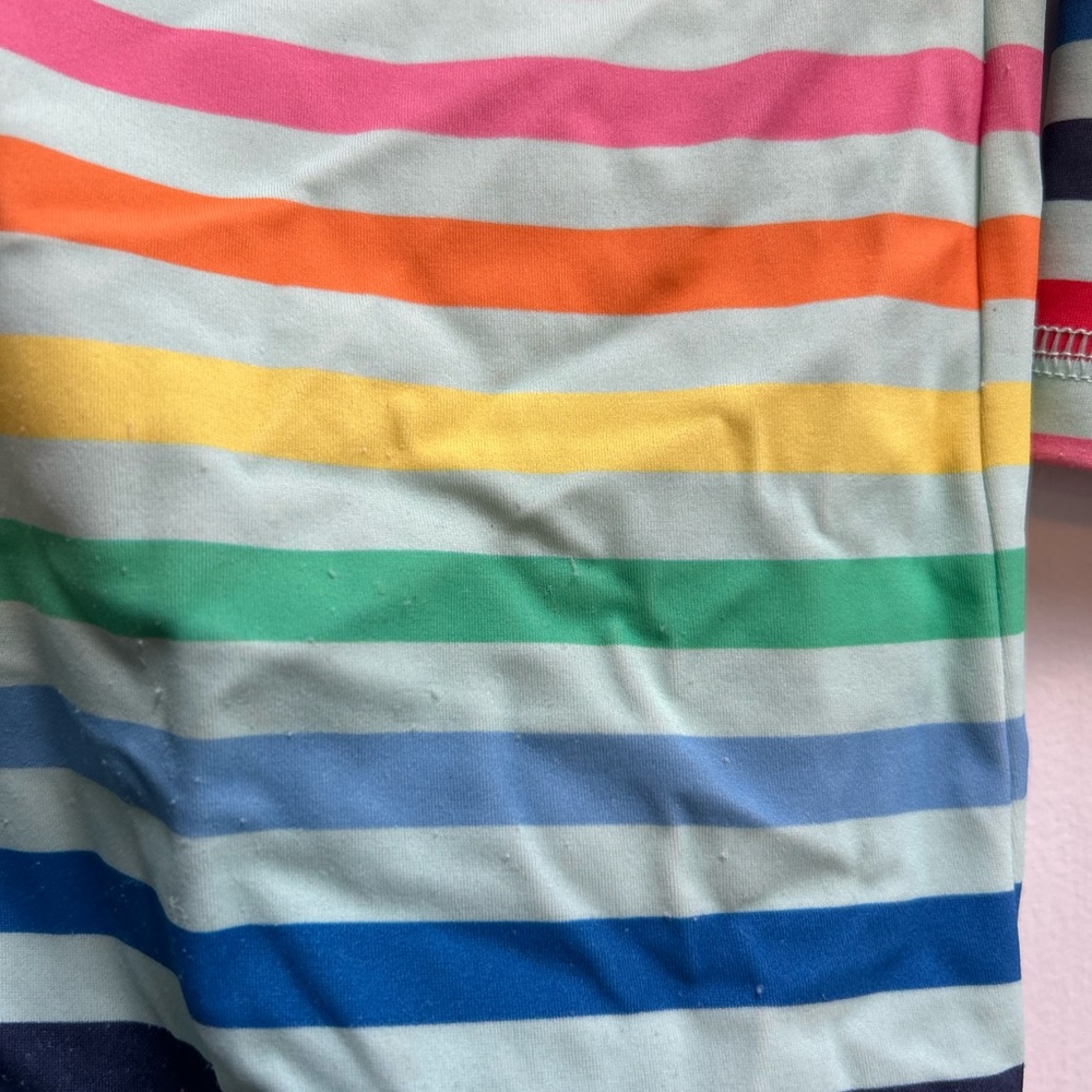 Primary Rainbow Striped Kids Rashguard Swimsuit - Size 12-18 months - Picture 4 of 5